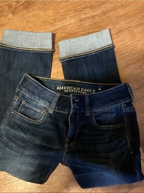 American Eagle Outfitters Dark Blue Cuffed Jeans